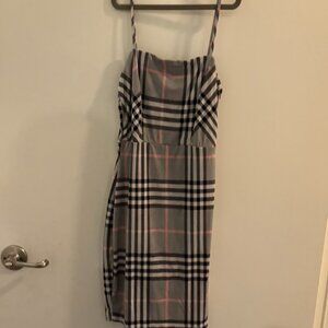 Grey | Pink Plaid Dress